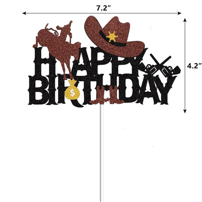 Cowboy Cake Toppers Χρόνια πολλά Διακόσμηση τούρτας με θέμα ιπποδρομίες Διακοσμήσεις τούρτας για αγόρια κορίτσια Γενέθλια παιδικό ντους