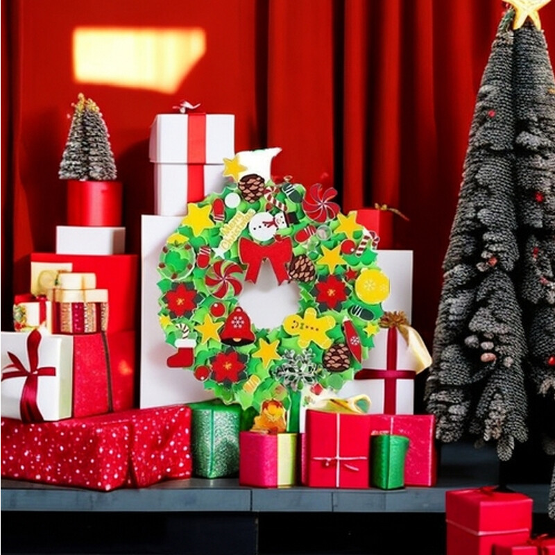 Karácsonyi koszorú masnival, karácsonyfadísz, barkácsoló babaház medál esküvőre, Noel party, mini ajtófüzér, függő díszek