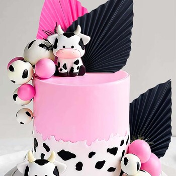 24 τμχ Διακοσμηση τούρτας αγελάδας Cowgirl Birthday Cake Topper Palm Leaves Balls Cake Topper Barnyard Animal Birthday Party Διακοσμήσεις