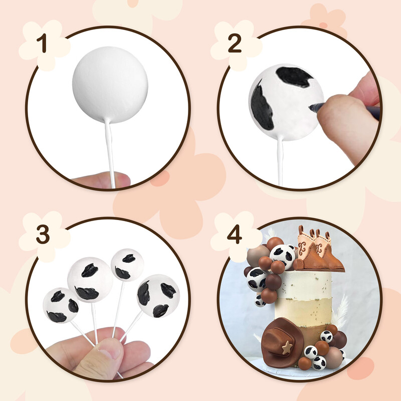 24 db tehéntortadísz tehénlány születésnapi torta teteje pálmalevelek golyók tortafedő Barnyard állatok születésnapi parti díszei