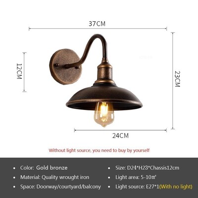 Φωτιστικό τοίχου LED βιομηχανίας Retro American Style Iron E27 Για Αυλή Μπαλκόνι Σκάλα Διάδρομος Υπνοδωμάτιο Μπαρ Φωτιστικά Φωτιστικά