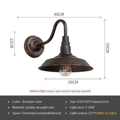 Φωτιστικό τοίχου LED βιομηχανίας Retro American Style Iron E27 Για Αυλή Μπαλκόνι Σκάλα Διάδρομος Υπνοδωμάτιο Μπαρ Φωτιστικά Φωτιστικά