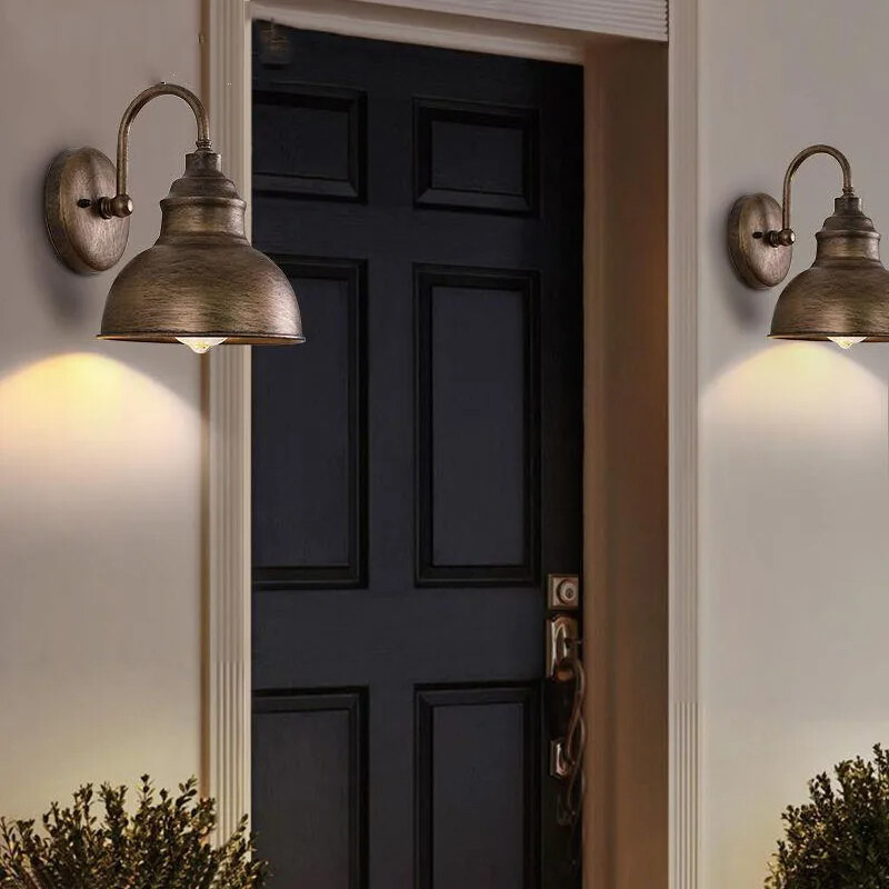 Retro fali lámpa ipari kültéri fali lámpa falvak dekorációval vízálló rozsdás fém falikar éttermi folyosóhoz