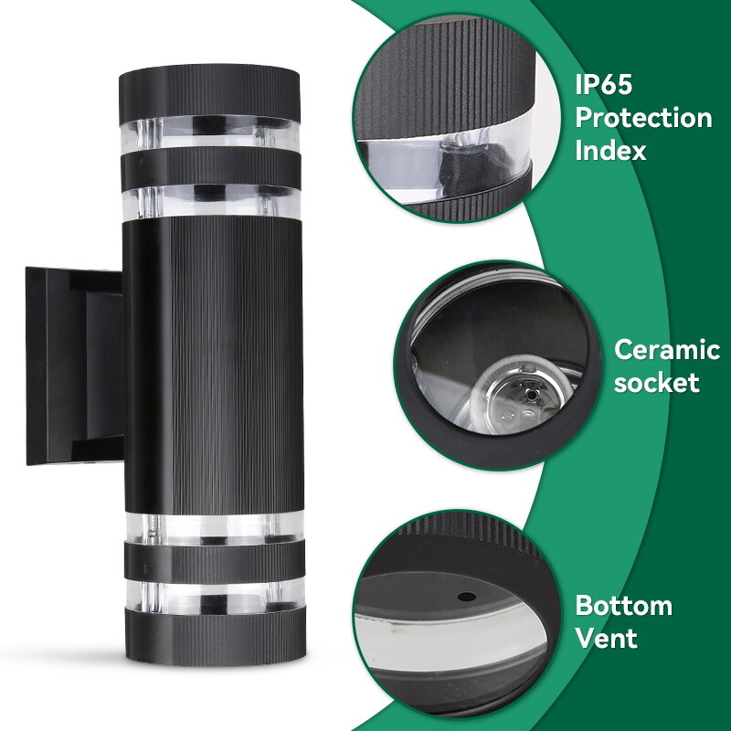 Kültéri fali lámpa felfelé lefelé LED-es fali lámpa cserélhető izzós veranda lámpa vízálló külső égőlámpa erkély kerti lépcsőhöz