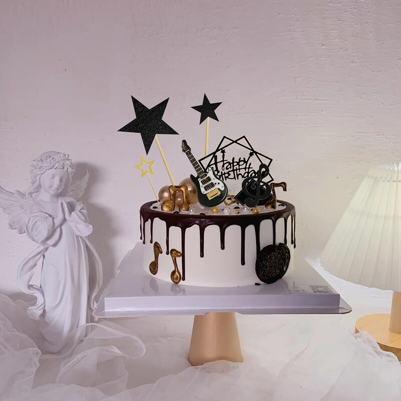 22 DB gitáros tortafeltétek Zenei jegyzet Születésnapi tortafeltétek 1:12 Gitármodell dekorparti zenész bulihoz Születésnapi rocktéma