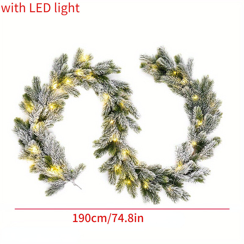 Karácsonyi mesterséges PE függő rattan dekoratív cédrus füzér LED-es fényfüzérrel kandalló kandalló terítőhöz