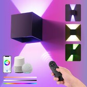 Έξυπνο επιτοίχιο φωτιστικό LED WIFI APP Alexa Google Control RGBCW 2700-6500K Cube Adjust Angle Up and Down Light IP65 αλουμίνιο αδιάβροχο