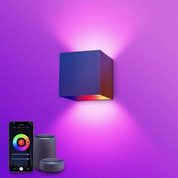 Έξυπνο επιτοίχιο φωτιστικό LED WIFI APP Alexa Google Control RGBCW 2700-6500K Cube Adjust Angle Up and Down Light IP65 αλουμίνιο αδιάβροχο