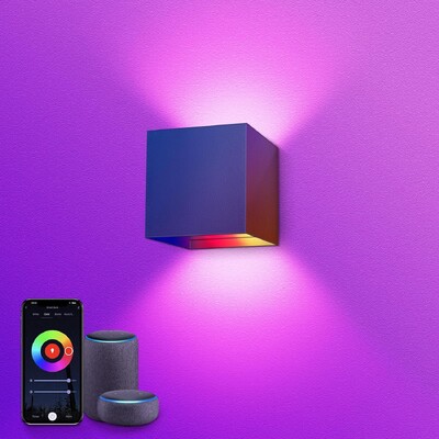 Έξυπνο επιτοίχιο φωτιστικό LED WIFI APP Alexa Google Control RGBCW 2700-6500K Cube Adjust Angle Up and Down Light IP65 αλουμίνιο αδιάβροχο