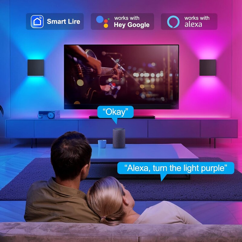 Intelligens LED fali lámpa WIFI APP Alexa Google Control RGBCW 2700-6500K kocka beállító szög fel és le fény IP65 alumínium vízálló