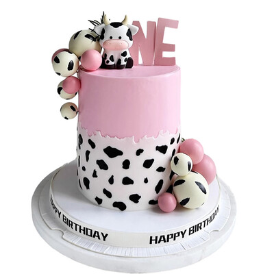 Baby Cow Cake Toppers Farm Animal Cow Theme Party Foam Balls Διακοσμήσεις κέικ 1ο Χρόνια Πολλά Αγόρι Κορίτσι Baby Shower Decor