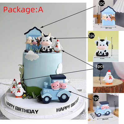 Baby Cow Cake Toppers Farm Animal Cow Theme Party Foam Balls Διακοσμήσεις κέικ 1ο Χρόνια Πολλά Αγόρι Κορίτσι Baby Shower Decor