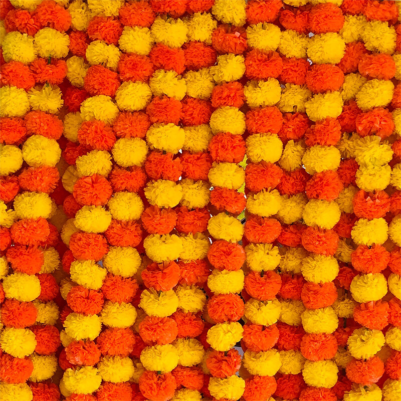 Körömvirág virágfüzér Művirágfüzér akasztós kézműves Diwali Hagyományos indiai barkácskoszorú a halottak napja party dekoráció