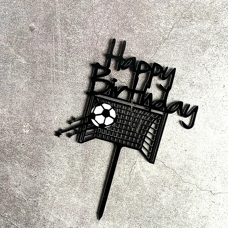 Akril fiú futball sport téma Boldog születésnapot torta topper karikatúra gyerekek foci dekoráció parti kellékek