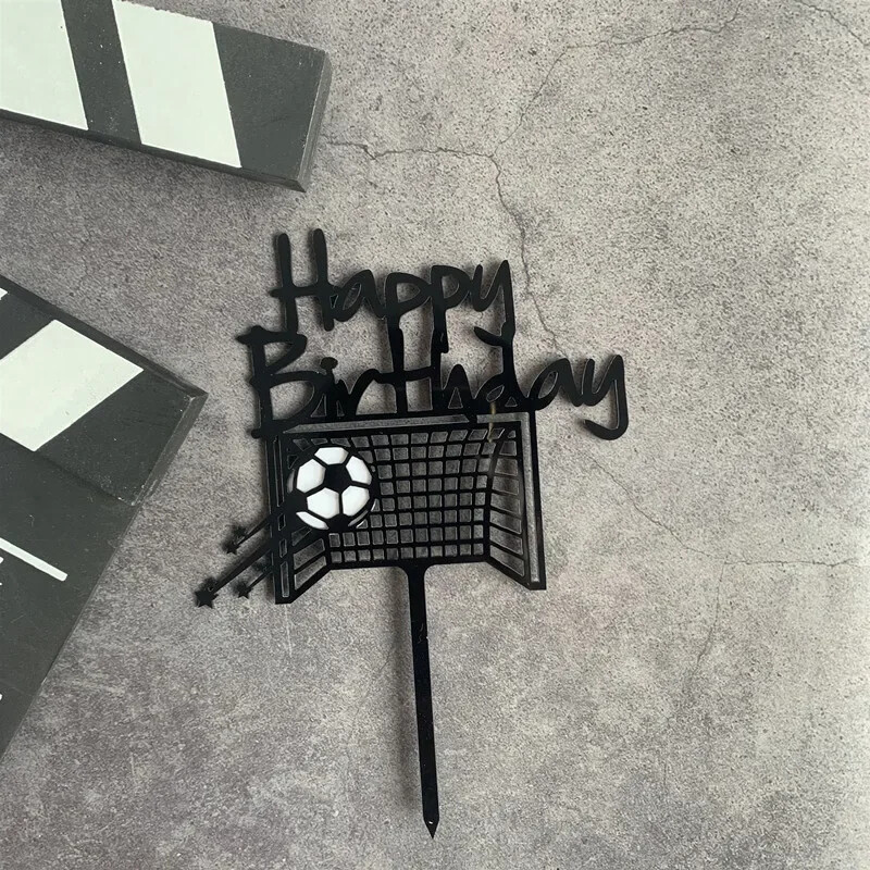 Akril fiú futball sport téma Boldog születésnapot torta topper karikatúra gyerekek foci dekoráció parti kellékek