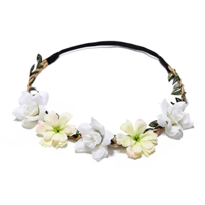 Νέα μόδα Bohemia Garland Rose Flower Crown Γυναικείες κορδέλες με ρυθμιζόμενη κορδέλα για κορίτσια Floral στεφάνι Νυφικό Halo Headpiece