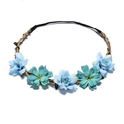 Νέα μόδα Bohemia Garland Rose Flower Crown Γυναικείες κορδέλες με ρυθμιζόμενη κορδέλα για κορίτσια Floral στεφάνι Νυφικό Halo Headpiece