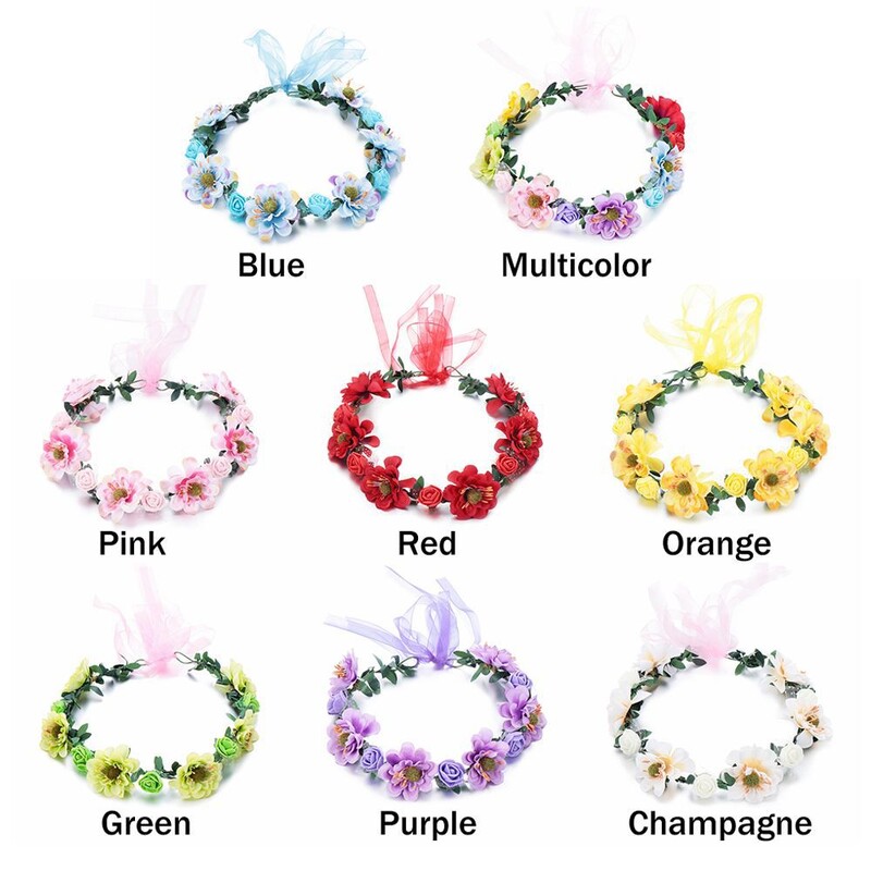 Új divatos Bohemia Garland Rose Flower Crown női fejpántok állítható szalaggal lányok virágkoszorús menyasszonyi halo fejdísz