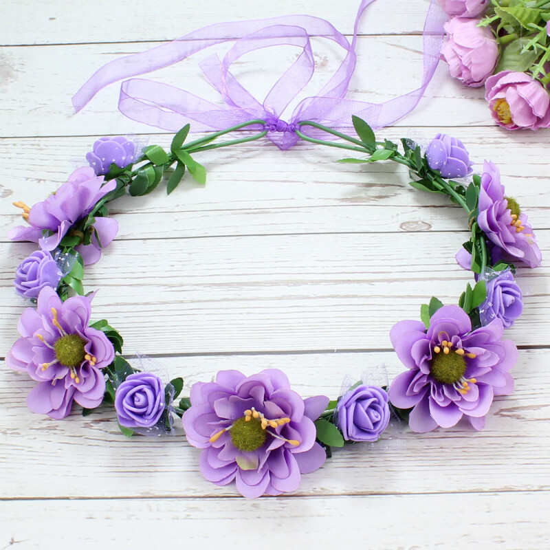 Új divatos Bohemia Garland Rose Flower Crown női fejpántok állítható szalaggal lányok virágkoszorús menyasszonyi halo fejdísz