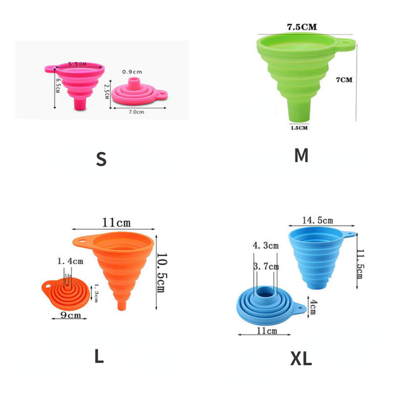 3 db szilikon összecsukható összecsukható tölcsér háztartási konyha főzőeszközök hordozható bor mini hordozható olajos edény tölcsér