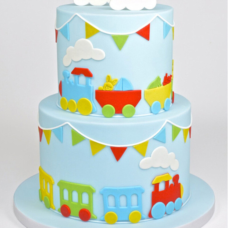 Fondant torta díszítő süti dombornyomó forma rajzfilm autó traktor vonat alakú keksz tészta bélyegző kézi prés sütőeszközökhöz