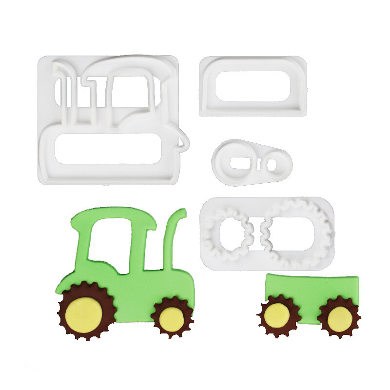 Fondant torta díszítő süti dombornyomó forma rajzfilm autó traktor vonat alakú keksz tészta bélyegző kézi prés sütőeszközökhöz