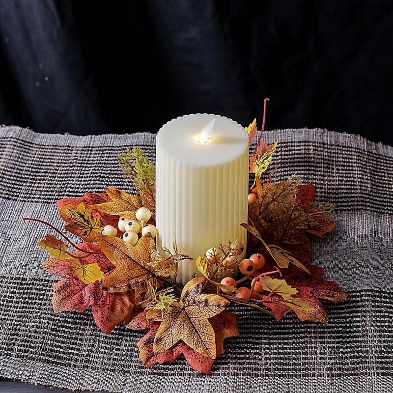 Őszi gyertyagyűrű 9,8 hüvelykes juharlevelek betakarítási nap koszorúgyűrűtartó kis koszorú oszlopos gyertyatartó Parasztházi Koszorú Fesztivál