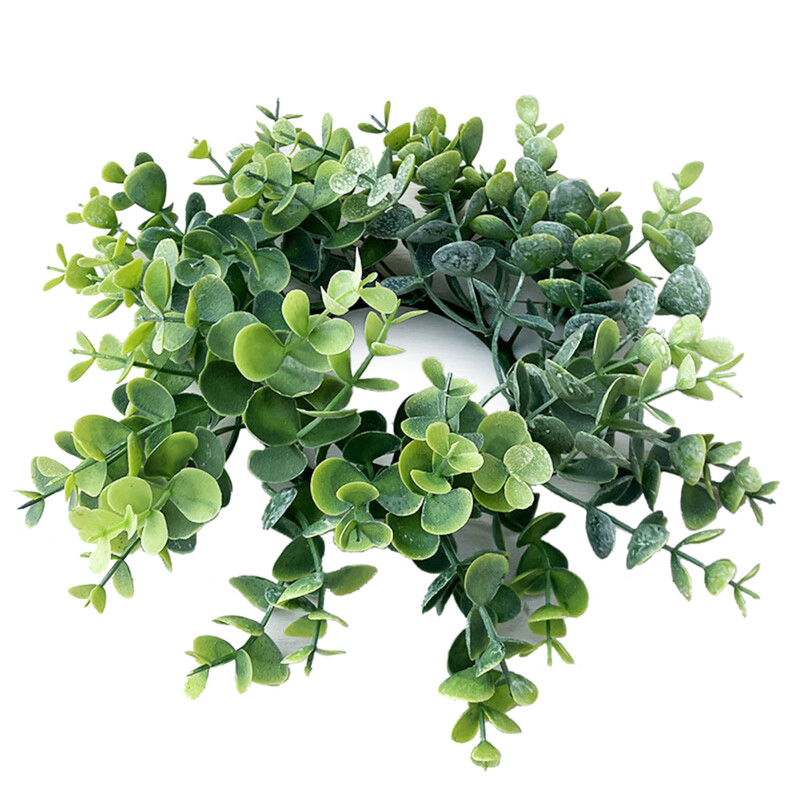 25 cm-es gyertyagyűrű mesterséges eukaliptusz levelek koszorúk gyertyagyűrűk oszlopokhoz parasztház esküvői otthoni ajtó asztali dekoráció