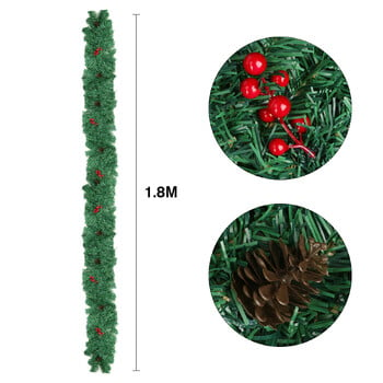 1,8 м Коледен гирлянд Изкуствен ратан с LED връв за домашна коледна украса Орнаменти за коледно дърво Нова година Направи си сам декор