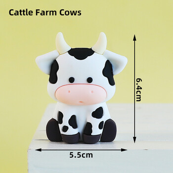 Farm Animal Cake Toppers Cartoon Cow for One Year Baby Birthday Party Διακοσμήσεις τούρτας Baby Shower Decor Boy girl Χαριτωμένα δώρα