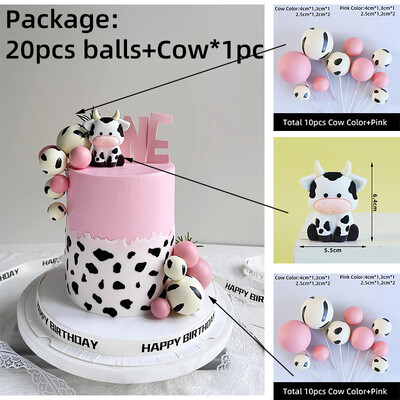 Farm Animal Cake Toppers Cartoon Cow for One Year Baby Birthday Party Διακοσμήσεις τούρτας Baby Shower Decor Boy girl Χαριτωμένα δώρα