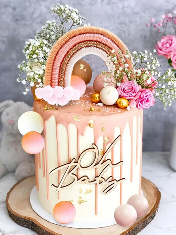 Όμορφα υφασμάτινα Rainbow Cake Topper Cake Decoration Party Supplies Happy Birthdays Διακοσμήσεις και εργαλεία