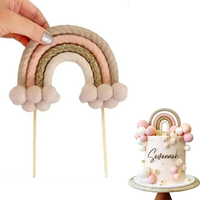 Όμορφα υφασμάτινα Rainbow Cake Topper Cake Decoration Party Supplies Happy Birthdays Διακοσμήσεις και εργαλεία