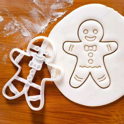 Christmas Gingerbread Cookie Cutters Snowflake Santa Plastic Cookie Mold Biscuit Stamp Christmas Kitchen DIY Baking Supplies