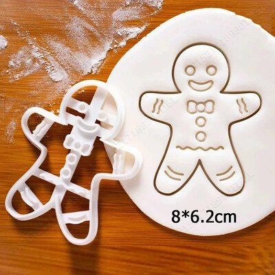 Christmas Gingerbread Cookie Cutters Snowflake Santa Plastic Cookie Mold Biscuit Stamp Christmas Kitchen DIY Baking Supplies