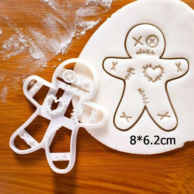 Christmas Gingerbread Cookie Cutters Snowflake Santa Plastic Cookie Mold Biscuit Stamp Christmas Kitchen DIY Baking Supplies