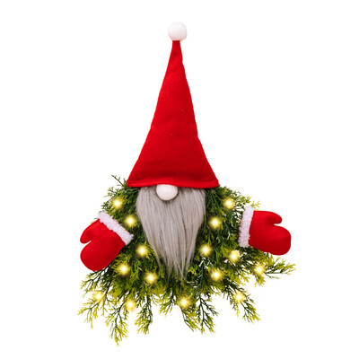 Χριστουγεννιάτικο Gnome στεφάνι με φωτάκια Santa Κρεμαστή πινακίδα Διακόσμηση μπροστινής πόρτας Τεχνητό πεύκο έλατο Σουηδικό τοίχο για Χριστουγεννιάτικο σπίτι