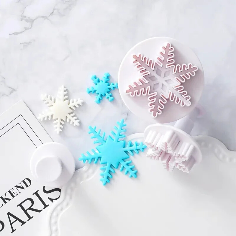 3db hópehely dugattyús forma torta díszítő eszköz keksz sütemény cupcake forma konyhai kiegészítők fondant tészta vágó
