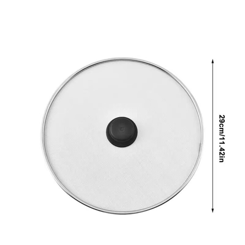 Új, 29 cm-es rozsdamentes olajfröccsenő szita, fogantyúval, olajfröccsenő fedők fröccsenésgátlókkal, tartós fedőfedéllel konyhai kellékek