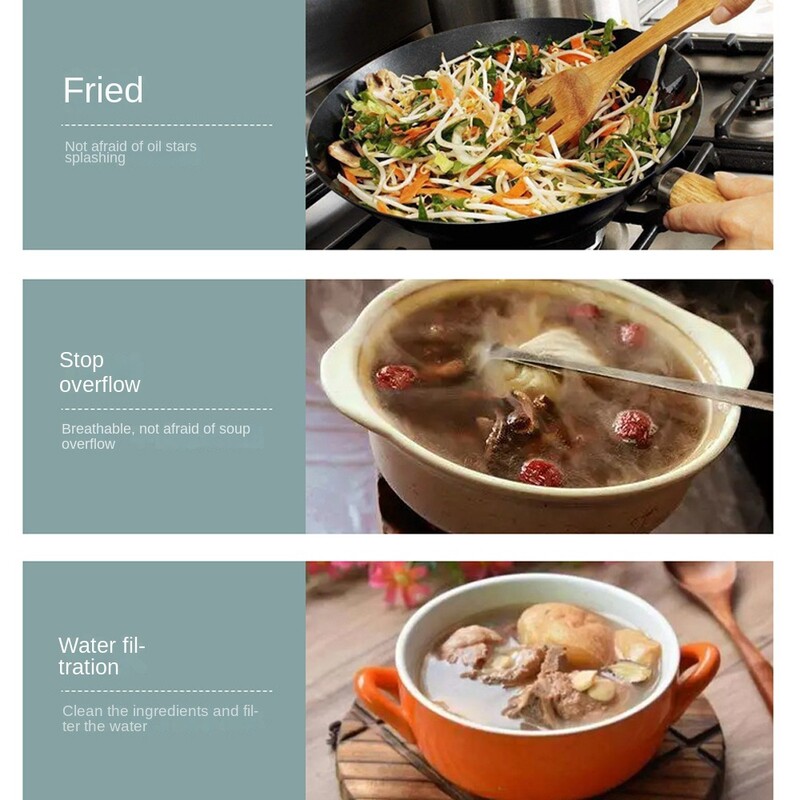 Új, 29 cm-es rozsdamentes olajfröccsenő szita, fogantyúval, olajfröccsenő fedők fröccsenésgátlókkal, tartós fedőfedéllel konyhai kellékek