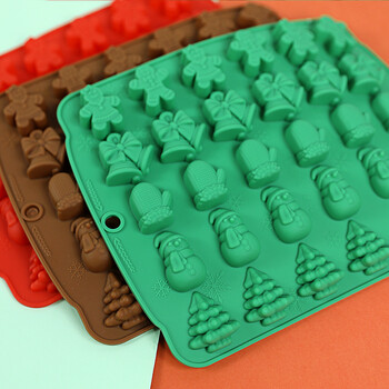 Коледна силиконова форма за шоколад Gingerbread Man Xmas Tree Cookie Mold Домашна кухня Направи си сам инструменти за печене Новогодишно парти Декорация на торта