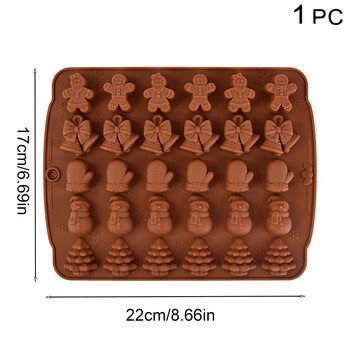 Коледна силиконова форма за шоколад Gingerbread Man Xmas Tree Cookie Mold Домашна кухня Направи си сам инструменти за печене Новогодишно парти Декорация на торта