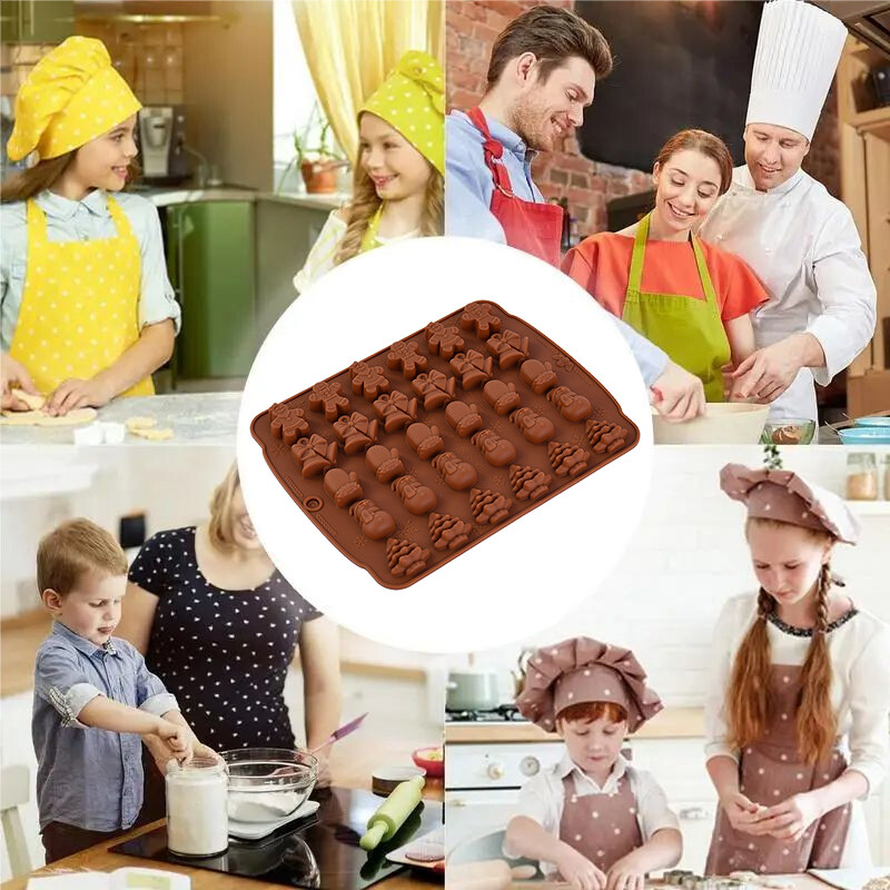 Formă de ciocolată din silicon de Crăciun Turtă dulce Omul de Crăciun Mucegai pentru prăjituri Bucătărie de acasă Instrumente de copt DIY Decor de prăjituri de petrecere de Anul Nou