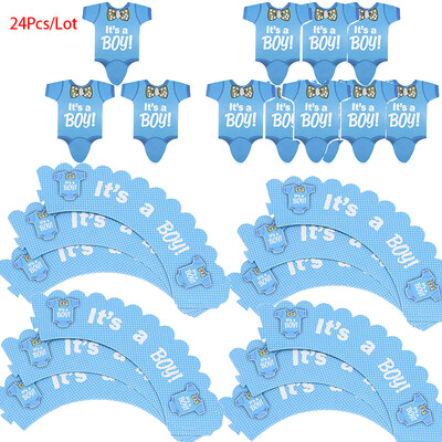 Διακόσμηση Baby Shower Cupcake Wraper With Topper Gender Reveal Party Girl Kids Μπομπονιέρες για πάρτι γενεθλίων Προμήθειες διακόσμησης τούρτας
