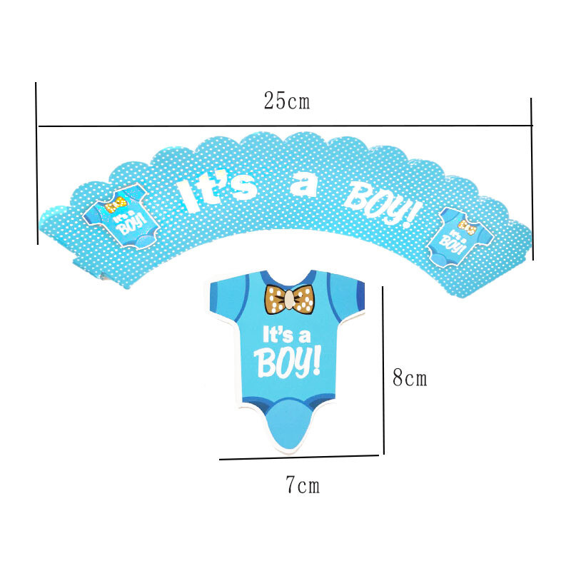 Babazuhany dekoráció Cupcake-csomagoló topperrel Nemek feltárása Party Lány Gyerekek Születésnapi Party Favors Tortadíszítési kellékek