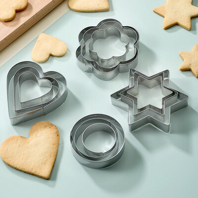 Σετ 12 τμχ Mini Cookie Cutters από ανοξείδωτο ατσάλι Αντικολλητικό σετ φόρμας μπισκότων Φόρμα σοκολάτας για ψήσιμο φρούτων λαχανικών