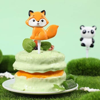 Safari Animal Cake Decoration Cartoon Woodland Animal Cake Toppers Rensin Lion Panda Kids Jungle Safari Birthday Party Supplies