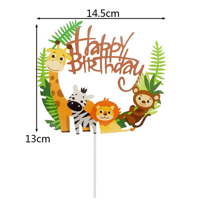 Safari Animal Cake Decoration Cartoon Woodland Animal Cake Toppers Rensin Lion Panda Kids Jungle Safari Birthday Party Supplies