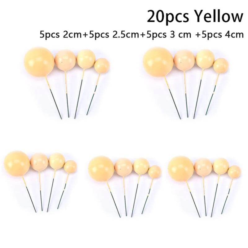 20 buc Minge pentru Topper pentru Tort Zi de Naștere Nou 2/2,5/3/4cm Alb/galben/negru/violet/roșu Topper pentru Tort Topper pentru Tort