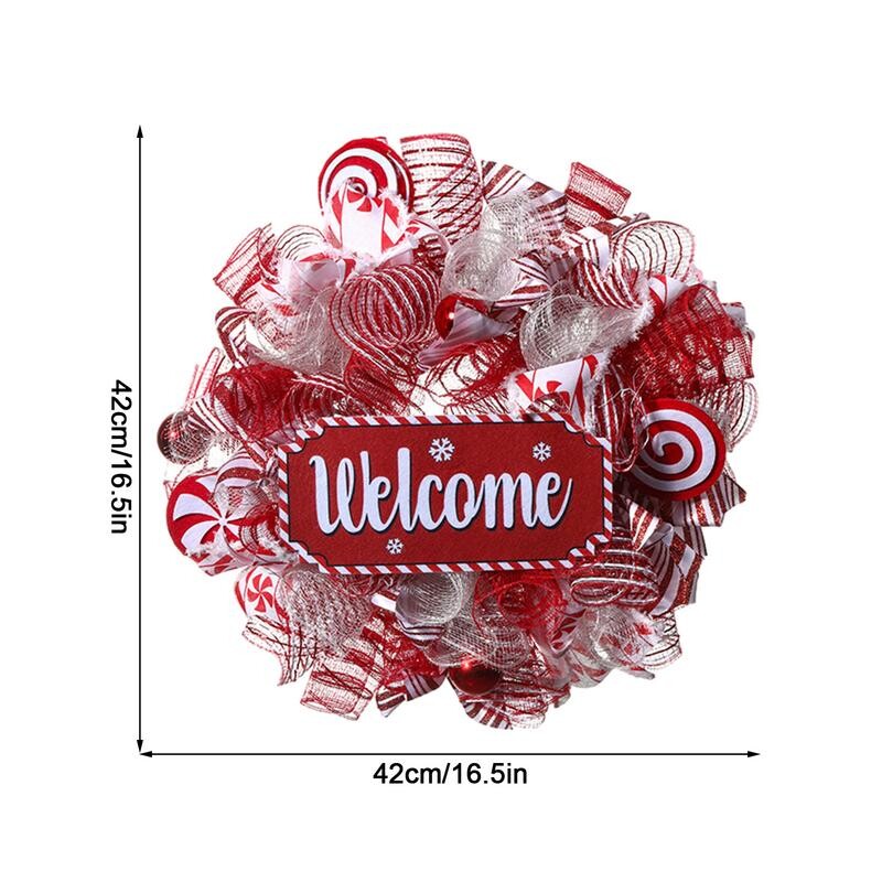 Coroniță roz de Crăciun Semn de bun venit Crăciun Ghirlande în stil atractiv Coronițe de Crăciun Panglică roșie Pomi pentru ușile din față Cele mai bune decorațiuni